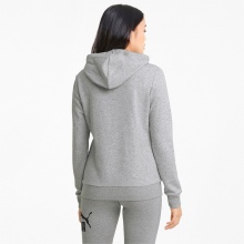 Puma Freizeit Kapuzenpullover Essentials Logo - Baumwolle - hellgrau Damen